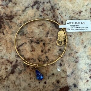 Alex and Ani Gold and Blue Charm Bracelet